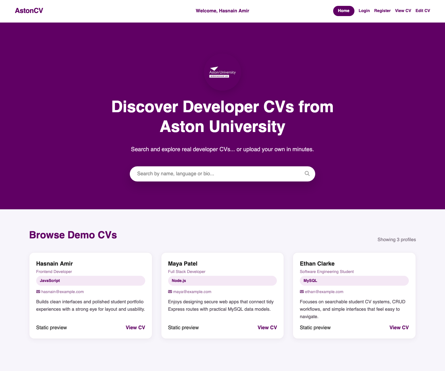 CV Management System preview
